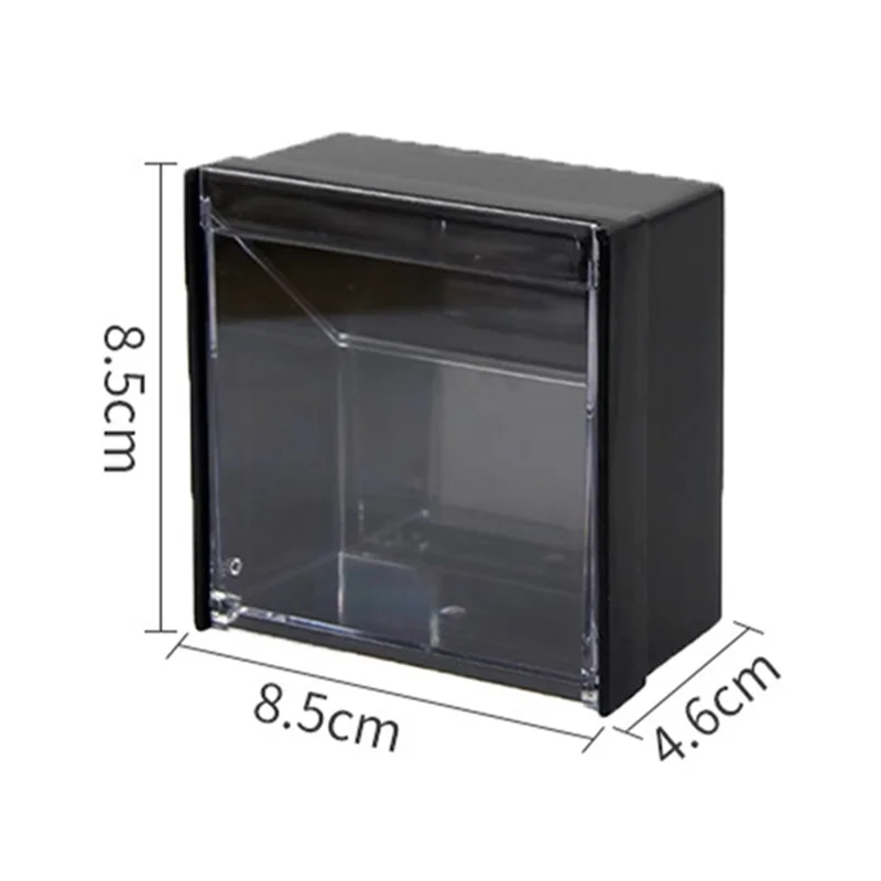 Magnetic Wall Mount Storage Box Small Objects Organizer Container, Short Style, 8.5x8.5x4.6cm - Black