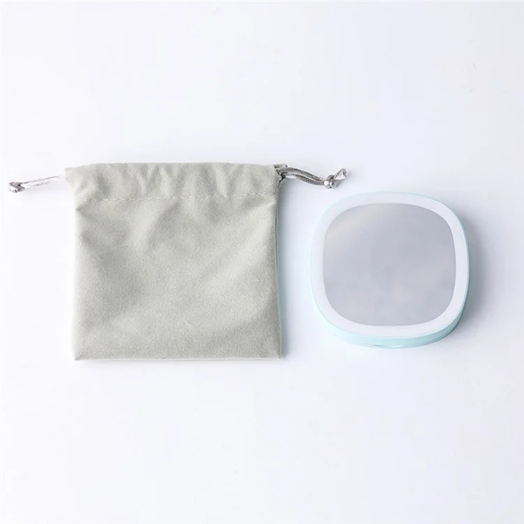 Specchio da Viaggio con Luce per il Trucco, Portatile, Piccolo, Tascabile, Mini Specchio a Mano con Lampada per il Trucco - Bianco