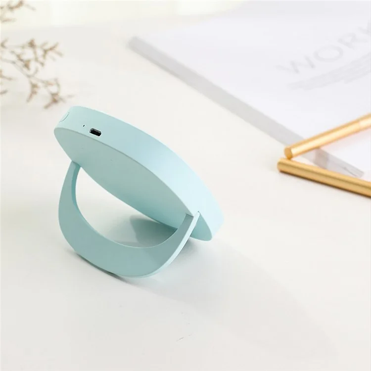 Specchio da Viaggio con Luce per il Trucco, Portatile, Piccolo, Tascabile, Mini Specchio a Mano con Lampada per il Trucco - Bianco