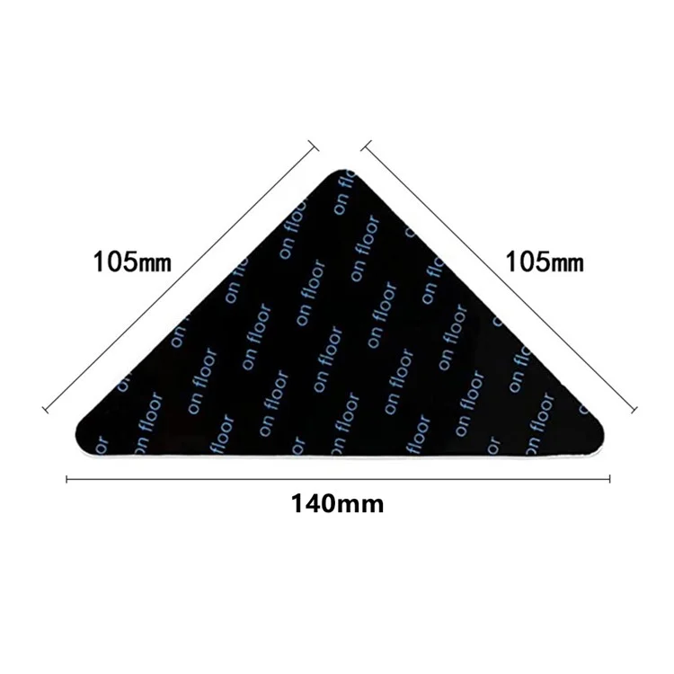 8Pcs / Set Carpet Sticker Anti-Slip Anti-Curling Under Rug Adhesive Sticker, Triangle Shape, 105x105mm - Black