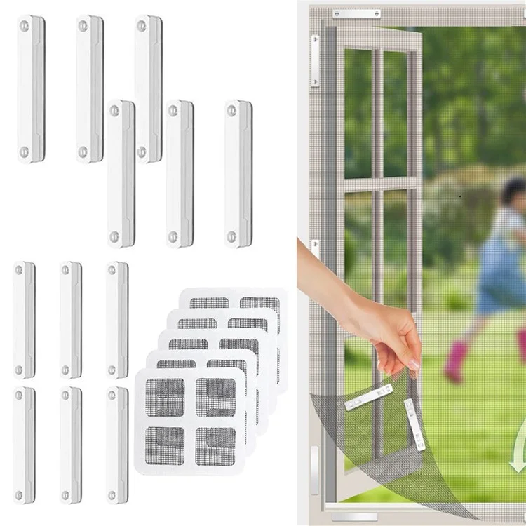 12 Stück Punch Free Anti-Moskito-Fensterbildschirm mit magnetischen Clips, Fensterbildschirm-Schnalle mit Patch