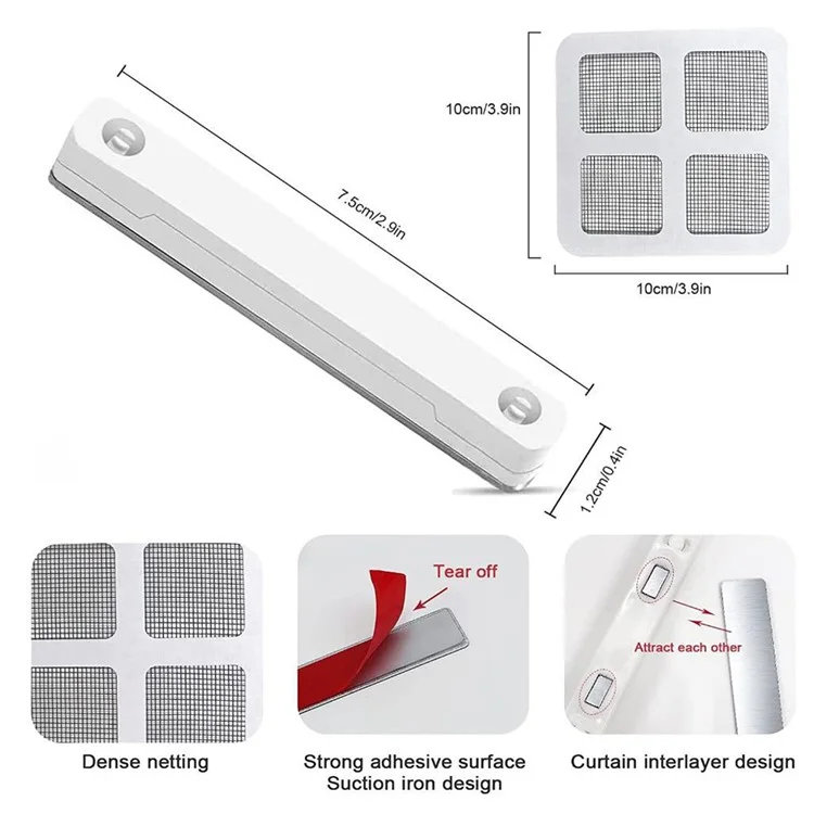 12 Stück Punch Free Anti-Moskito-Fensterbildschirm mit magnetischen Clips, Fensterbildschirm-Schnalle mit Patch