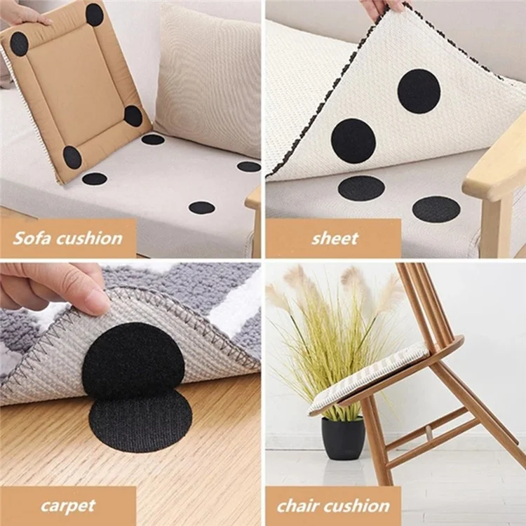 10Pair / Set 60mm Non-Slip Self Adhesive Fastener Dots Stickers Sheet for Sofa Mat Carpet Anti Slip Fix Tape - Black