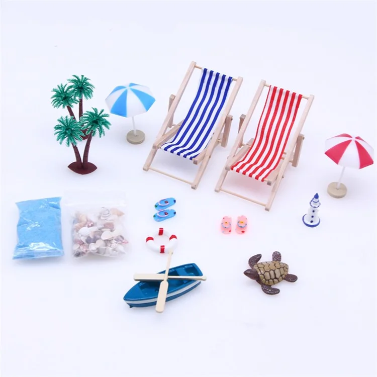 Mini Beach Set Miniature Model Ornament Summer Ocean Simulation Scene Photo Decoration Props