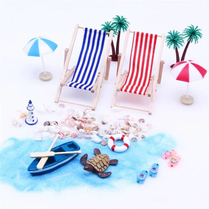 Mini Beach Set Miniature Model Ornament Summer Ocean Simulation Scene Photo Decoration Props
