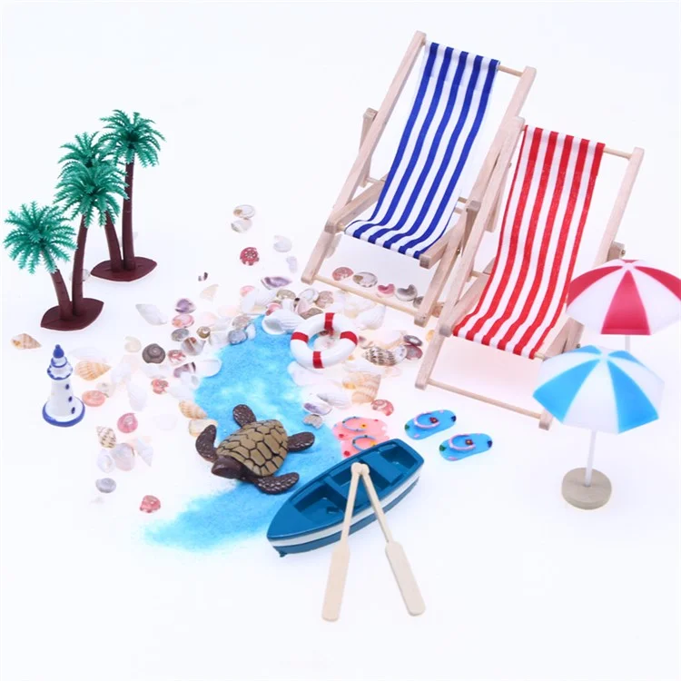 Mini Beach Set Miniature Model Ornament Summer Ocean Simulation Scene Photo Decoration Props