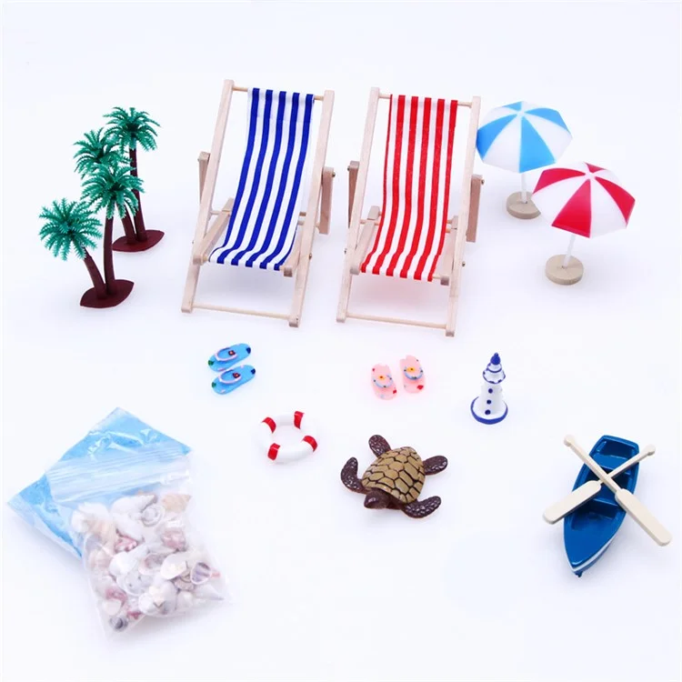 Mini Beach Set Miniature Model Ornament Summer Ocean Simulation Scene Photo Decoration Props