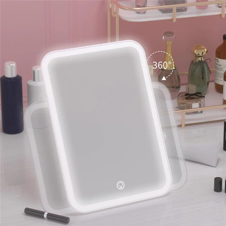FLYMIRO Miroir de Maquillage à Rotation à 360 Degrés avec Éclairage LED Miroir de Vanité de Table