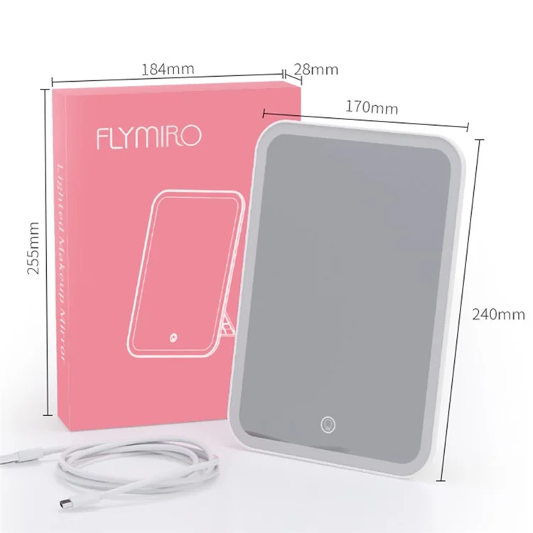 FLYMIRO Miroir de Maquillage à Rotation à 360 Degrés avec Éclairage LED Miroir de Vanité de Table