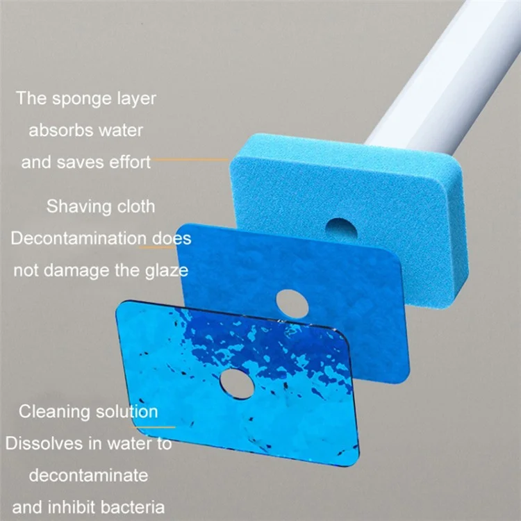 Magnetic Wall Mounted Toilet Brush Set Disposable WC Brush Head Long Handle Toilet Cleaner - White