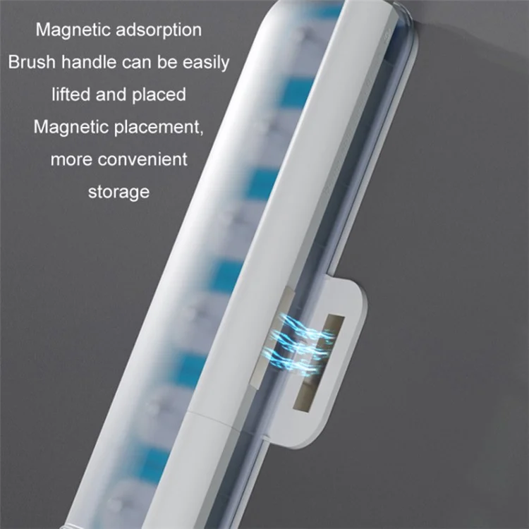 Magnetic Wall Mounted Toilet Brush Set Disposable WC Brush Head Long Handle Toilet Cleaner - White