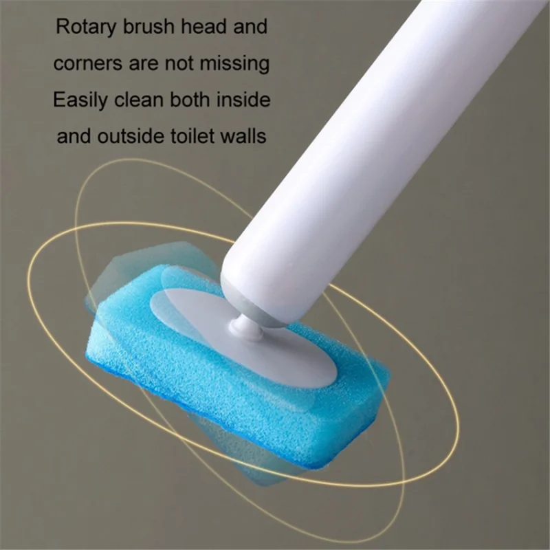 Magnetic Wall Mounted Toilet Brush Set Disposable WC Brush Head Long Handle Toilet Cleaner - Grey