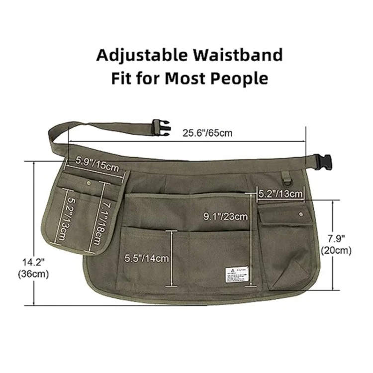 Multi Pockets Cosmetics Gardening Tools Storage Short Apron Waist Buckle Canvas Work Apron - Blue