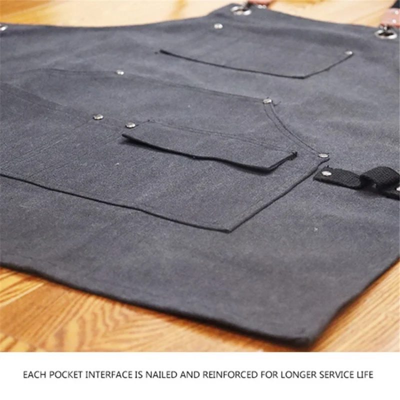 D001 Carpenter Work Apron with Multiple Pockets Gardening Woodworking Waterproof Canvas Apron - Army Green