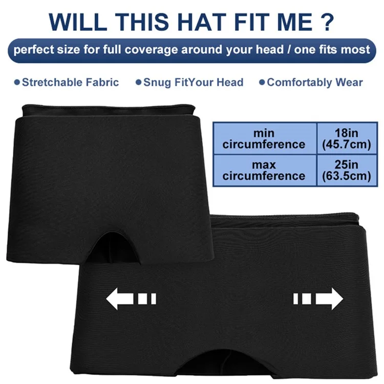 H08198 Gel Ice Pack Migraine Relief Cap Reusable Headache Relief Hat, FDA & MSDS Certificated / No CE (ST) - Noir