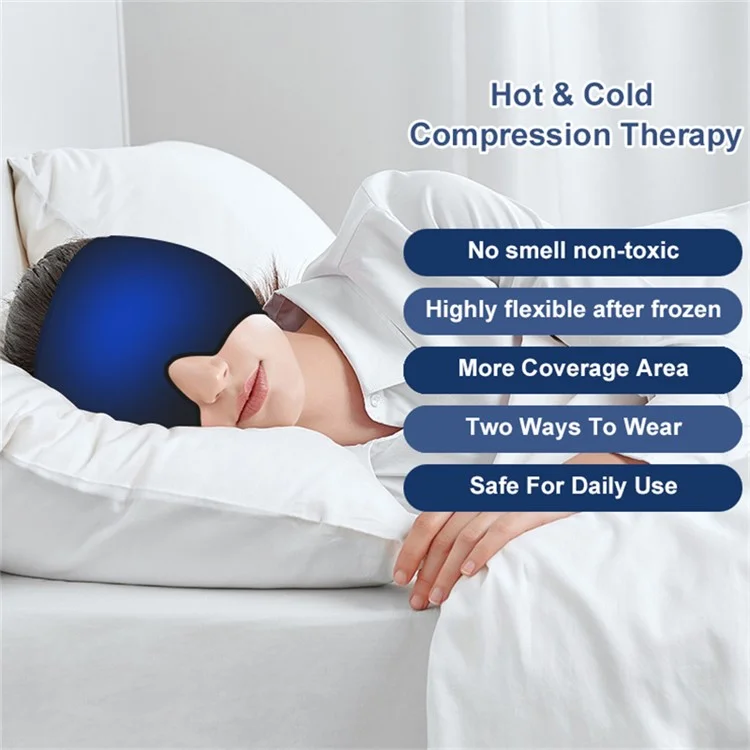 H08198 Gel Ice Pack Migraine Relief Cap Reusable Headache Relief Hat, FDA & MSDS Certificated / No CE (ST) - Noir