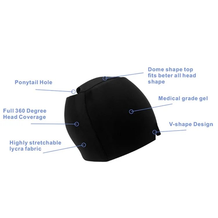 H08192 Cold Compress Headache Relief Head Hood Hot Cold Therapy Gel Lycra Mask Cap with Ponytail Hole - Blue