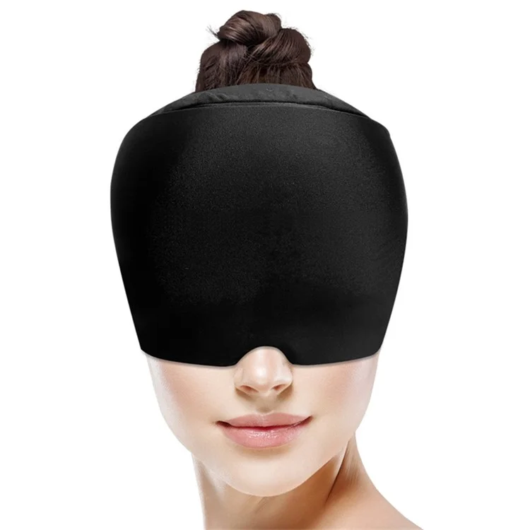 H08192 Casque froid de soulagement des maux de tête Capuchon chaud froid Thérapie au gel Masque en Lycra avec trou pour queue de cheval - Violet