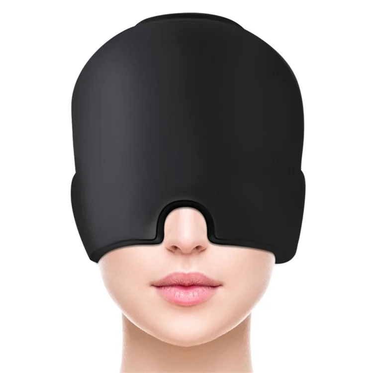 H08189 Bandeau de soulagement des migraines à double couche Gel réutilisable Chaud Froid Thérapie Casque contre les maux de tête (ST) - Noir 
