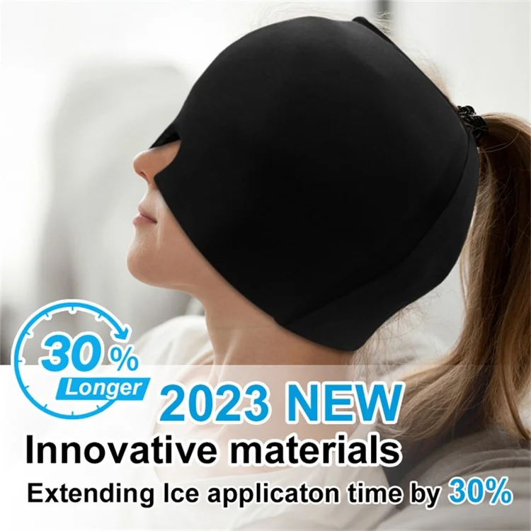 H08189 Bandeau de soulagement des migraines à double couche Gel réutilisable Chaud Froid Thérapie Casque contre les maux de tête (ST) - Noir 