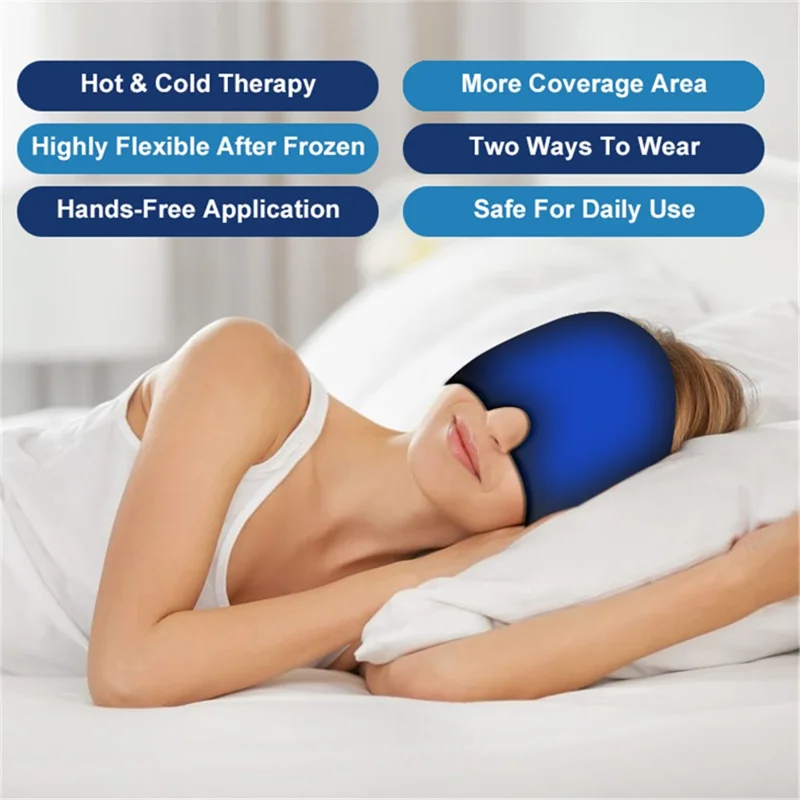 H08189 Double Layer Migraine Relief Head Ice Wrap Reusable Hot Cold Therapy Headache Hat Gel Ice Cap (ST) - Pink