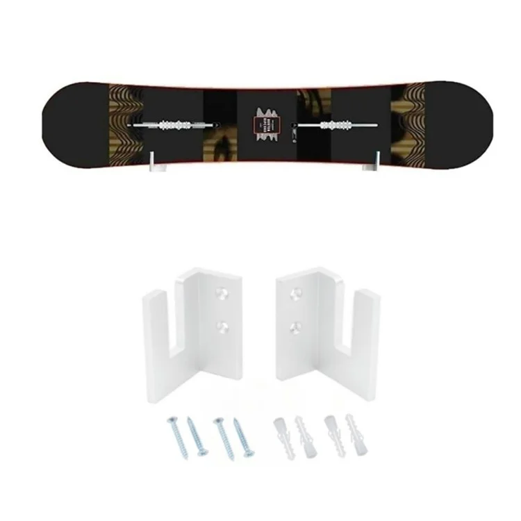 YX002 One Pair Home Longboard Wall Hanger Skateboard Storage Mount Rack Organizer Display Holder - White