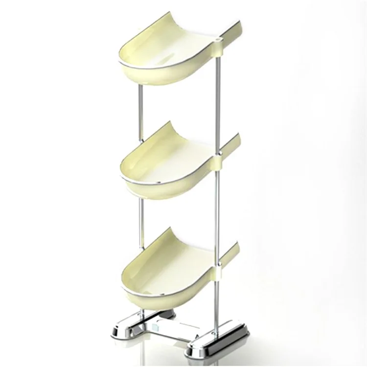 Three Layers Bathroom Stainless Steel Column Soap Holder Tray Draining Soap Dish Electroplating Storage Shelf - Creamy White