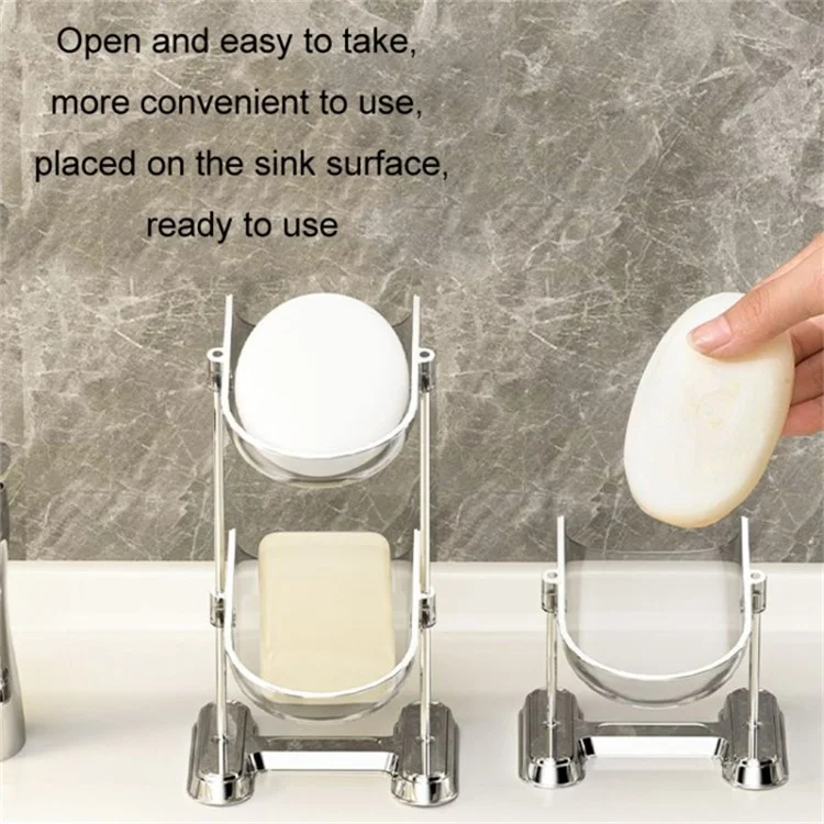 Single Layer Draining Soap Dish Soap Holder Tray Electroplating Storage Shelf Bathroom Supplies - Creamy White
