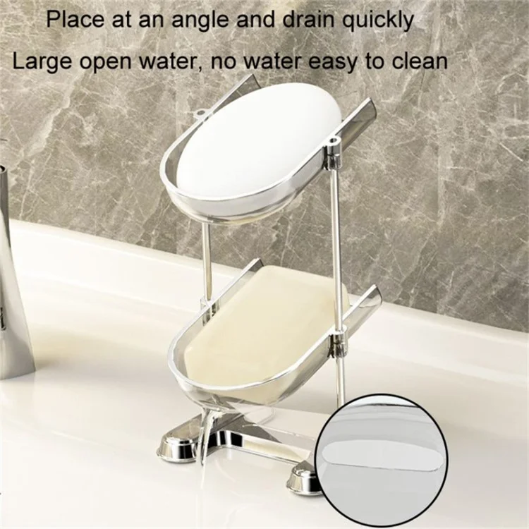 Single Layer Draining Soap Dish Soap Holder Tray Electroplating Storage Shelf Bathroom Supplies - Creamy White