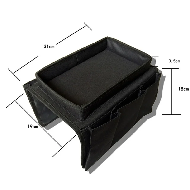 SF001 Oxford Cloth Sofa Armrest Storage Pockets Holder Couch Hanging Remote Control Organizer Tray - Schwarz