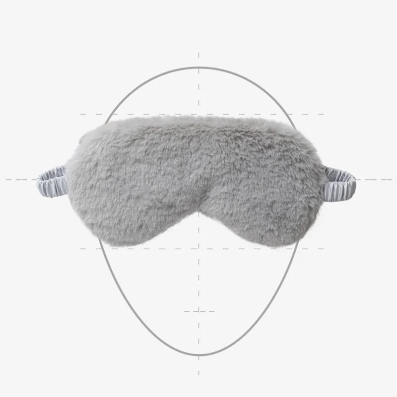 Cartoon Soft Plush Eye Mask with Adjustable Strap Imitation Silk Sleep Mask for Autumn, Winter - White