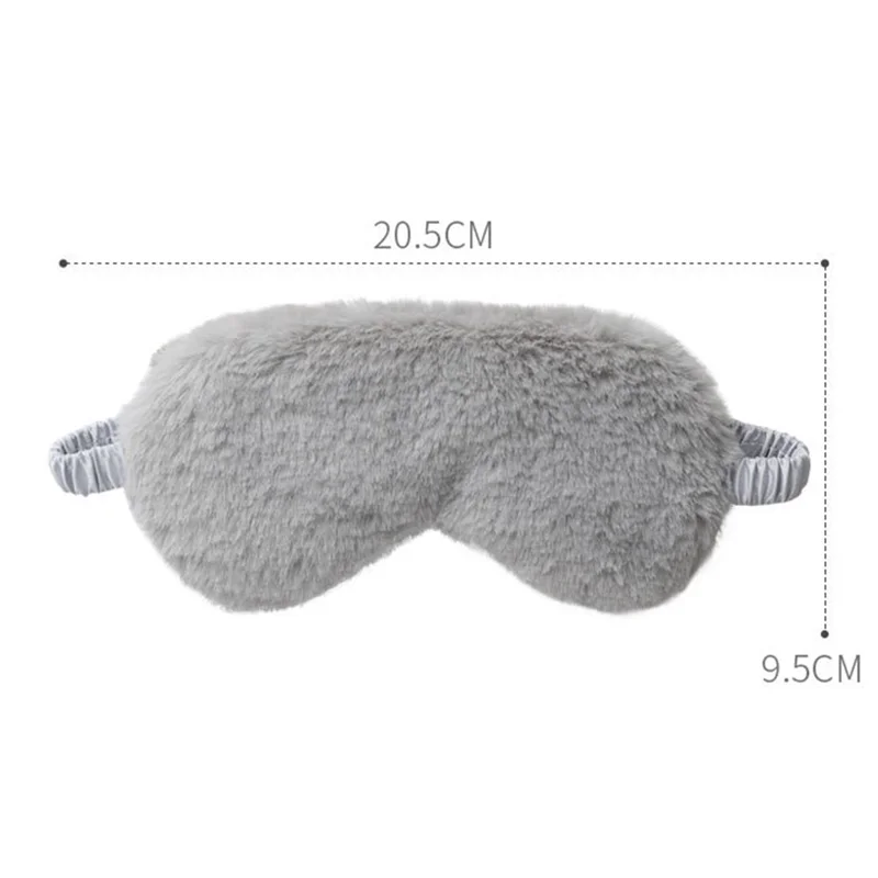 Cartoon Soft Plush Eye Mask with Adjustable Strap Imitation Silk Sleep Mask for Autumn, Winter - White