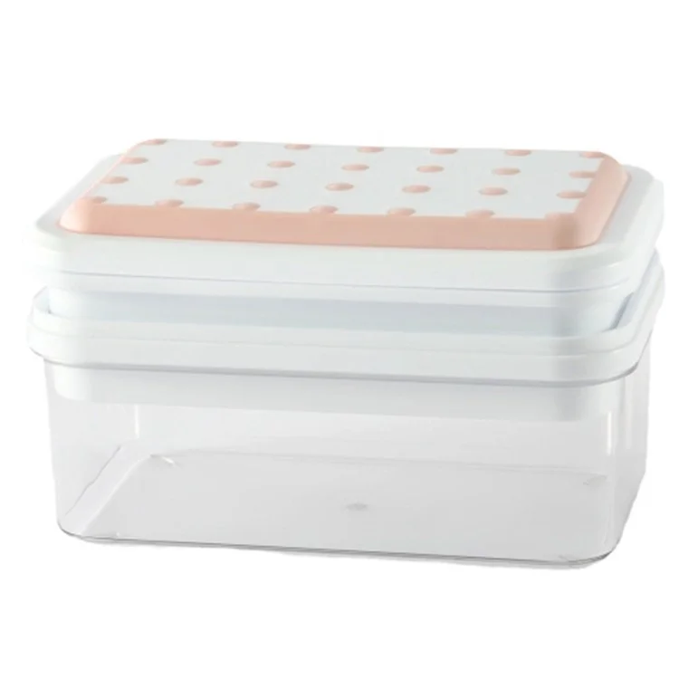 Двухслойная форма для льда Maker Mold Box Kitchen Press Ice Tray с крышкой (без сертификата BPA, No FDA) - розовый