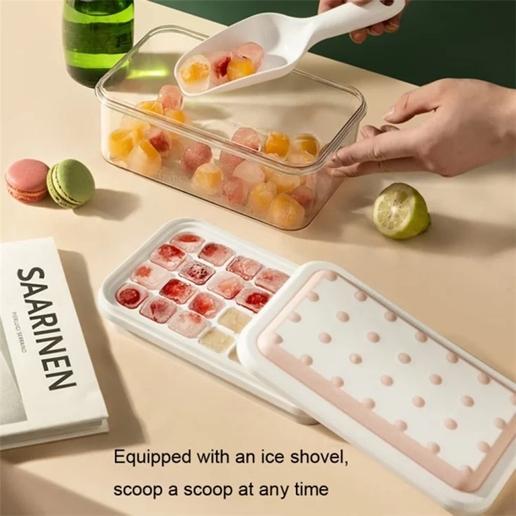 Двухслойная форма для льда Maker Mold Box Kitchen Press Ice Tray с крышкой (без сертификата BPA, No FDA) - розовый