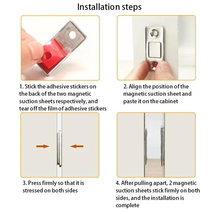 2pcs / Definir Porta Magnética Catch Aço Inoxidável Gaveta Ímã de Captura Armário de Cozinha Mais Perto Com Adesivo - Prata