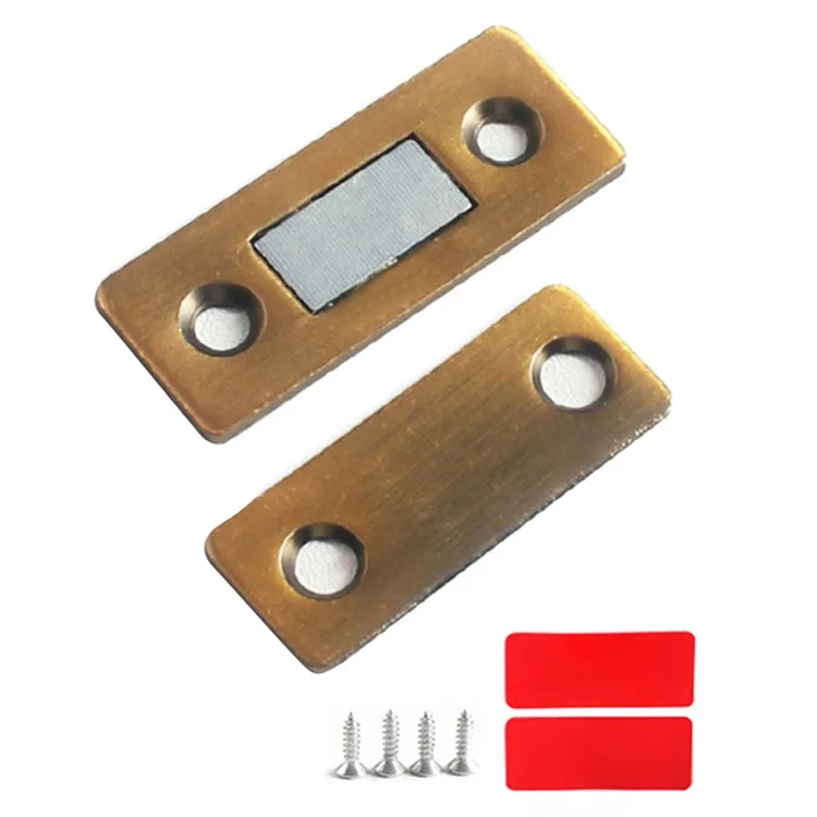 2Pcs / Set Magnetic Door Catch Stainless Steel Drawer Magnet Catch Kitchen Cabinet Closer with Adhesive - Yellow Bronze