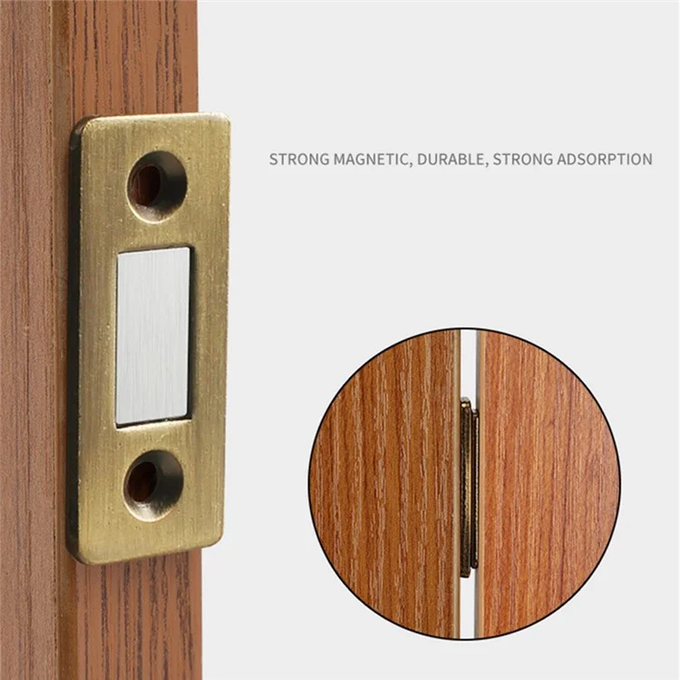 2Pcs / Set Magnetic Door Catch Stainless Steel Drawer Magnet Catch Kitchen Cabinet Closer with Adhesive - Yellow Bronze