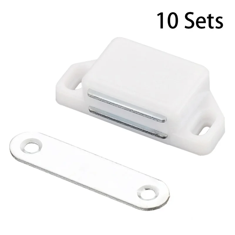 10 Sets Cabinet Magnetic Door Catches Cupboard Wardrobe Door Closer Latches - Size M / White