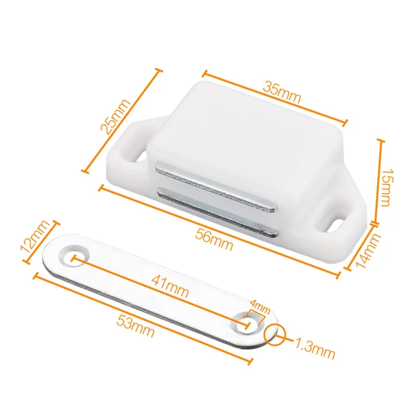 10 Sets Cabinet Magnetic Door Catches Cupboard Wardrobe Door Closer Latches - Size M / White