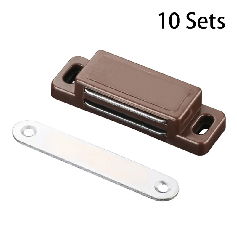 10 Sets Cabinet Magnetic Door Catches Cupboard Wardrobe Door Closer Latches - Size L / Brown