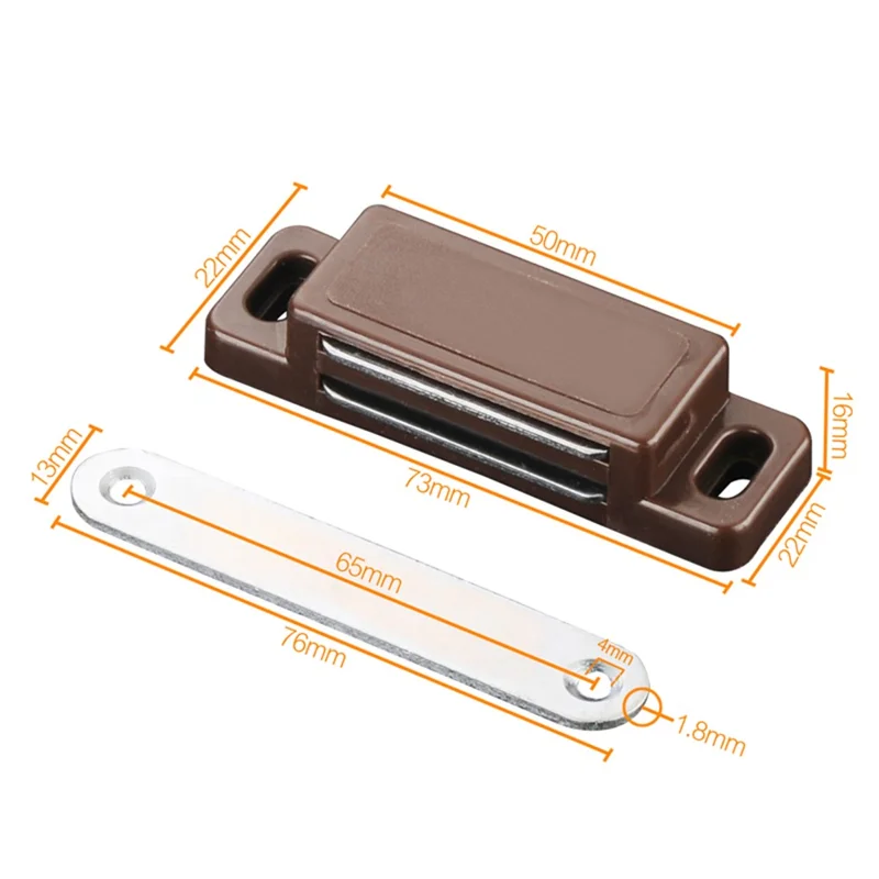 10 Sets Cabinet Magnetic Door Catches Cupboard Wardrobe Door Closer Latches - Size L / Brown