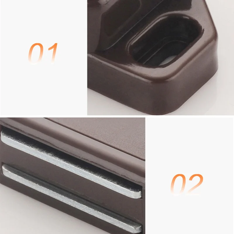 10 Sets Cabinet Magnetic Door Catches Cupboard Wardrobe Door Closer Latches - Size L / Brown