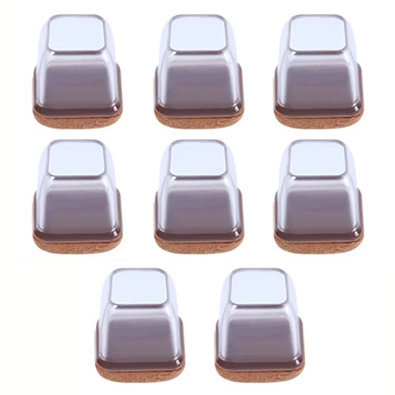 8 Unidades Quadradas Capas de Perna de Cadeira Feltro na Parte Inferior Protetores de Móveis Elásticos, Tapetes de Proteção de Piso, Tamanho M (ST) - Transparente 