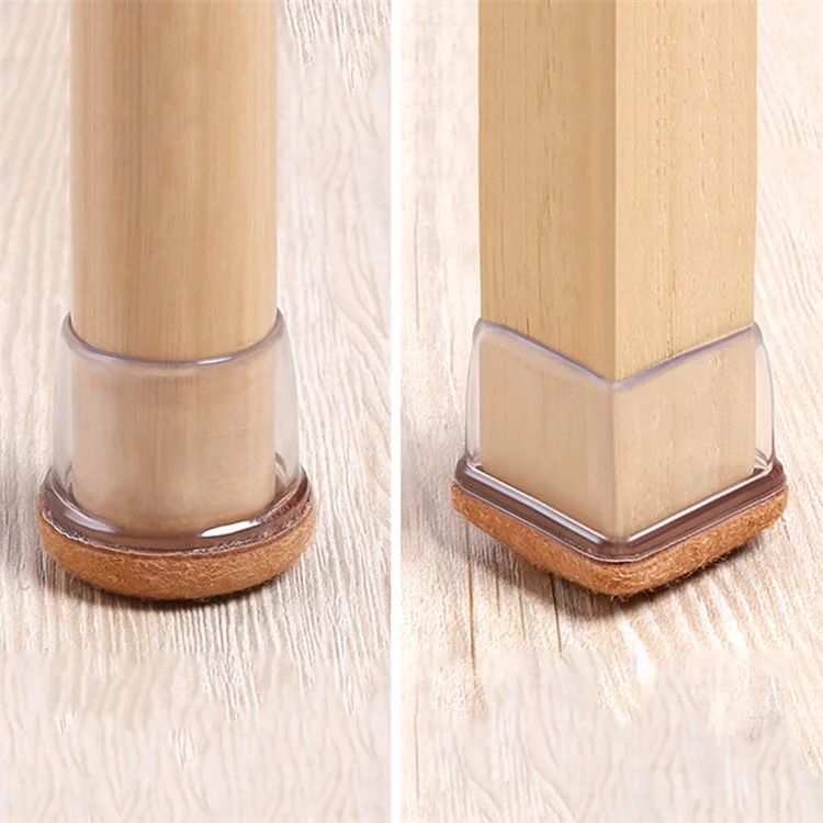 8 Piezas de Protectores de Patas de Muebles de Goma Cuadrados, Fundas para Patas de Silla, Almohadillas de Fieltro para Protección de Suelos, Tamaño L (ST) - Transparente