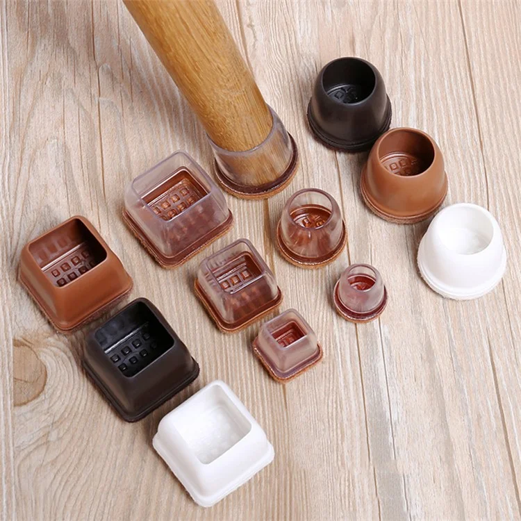 8 Piezas de Protectores de Patas de Muebles de Goma Cuadrados, Fundas para Patas de Silla, Almohadillas de Fieltro para Protección de Suelos, Tamaño L (ST) - Transparente