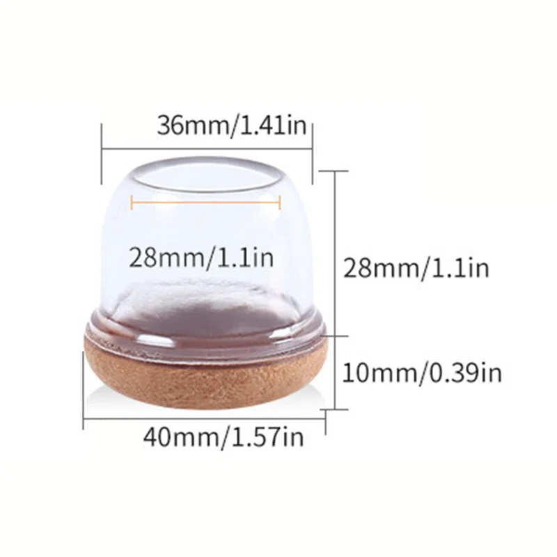 8Pcs Round Furniture Foot Protector Pads Elastic Table Legs Mat Felt Bottom Chair Leg Covers, Size L (ST) - Coffee