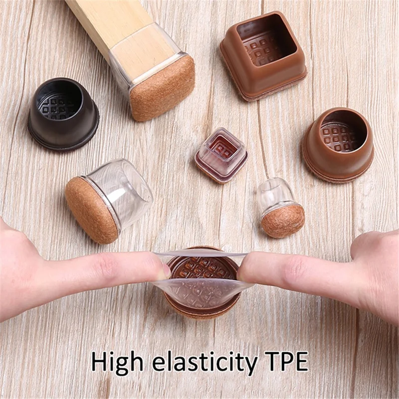 8Pcs Round Furniture Foot Protector Pads Elastic Table Legs Mat Felt Bottom Chair Leg Covers, Size L (ST) - Coffee