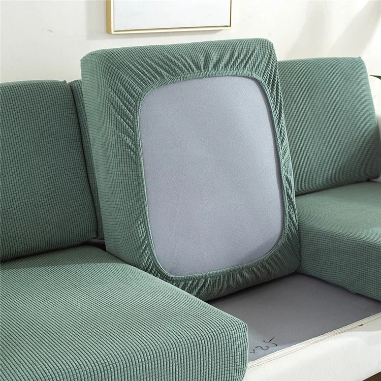 Federa per cuscino divano a tre posti in velluto a coste di colore uniforme, con elastico, larghezza 50-70 cm x lunghezza 150-190 cm x altezza 5-20 cm - Verde