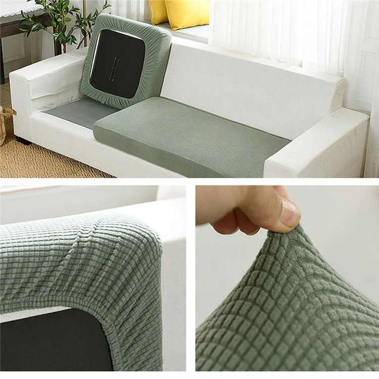 Federa per cuscino divano a tre posti in velluto a coste di colore uniforme, con elastico, larghezza 50-70 cm x lunghezza 150-190 cm x altezza 5-20 cm - Verde