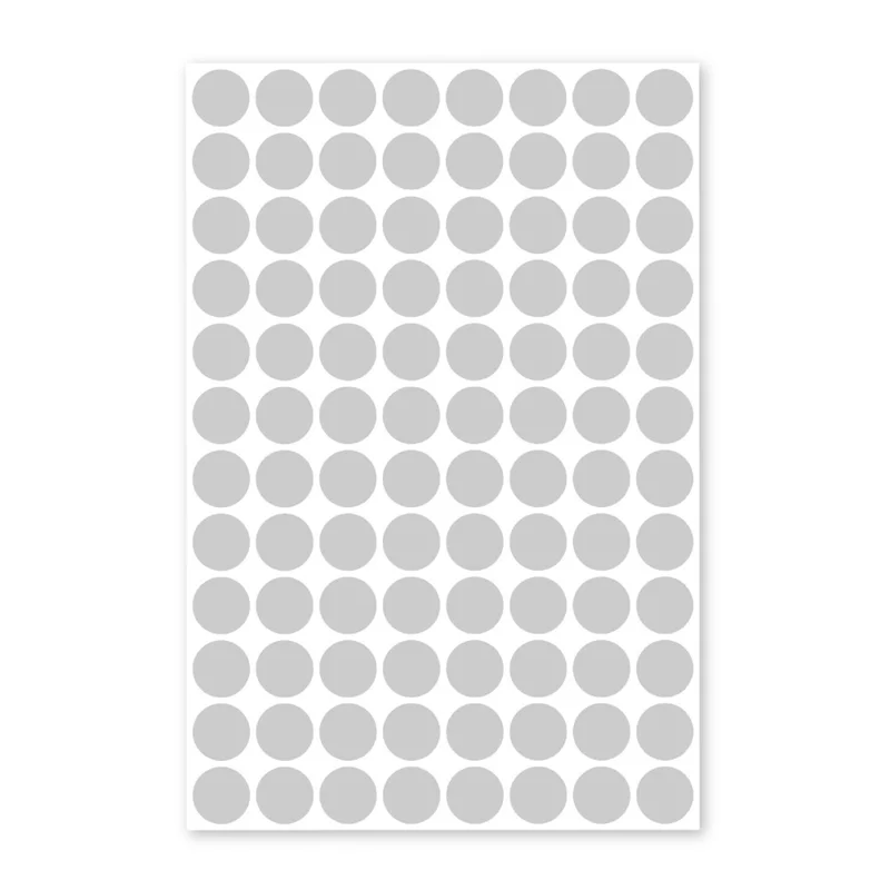 A5 96Pcs / Sheet 15mm Dot Sticker Labels PVC Waterproof Self-Adhesive Sticker Writable Round Color Coding Sticker Labels - Silver